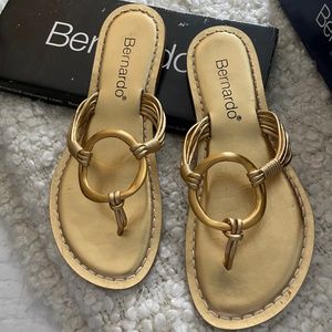 BERNARDO Gold 'O' Ring Thong Sandals